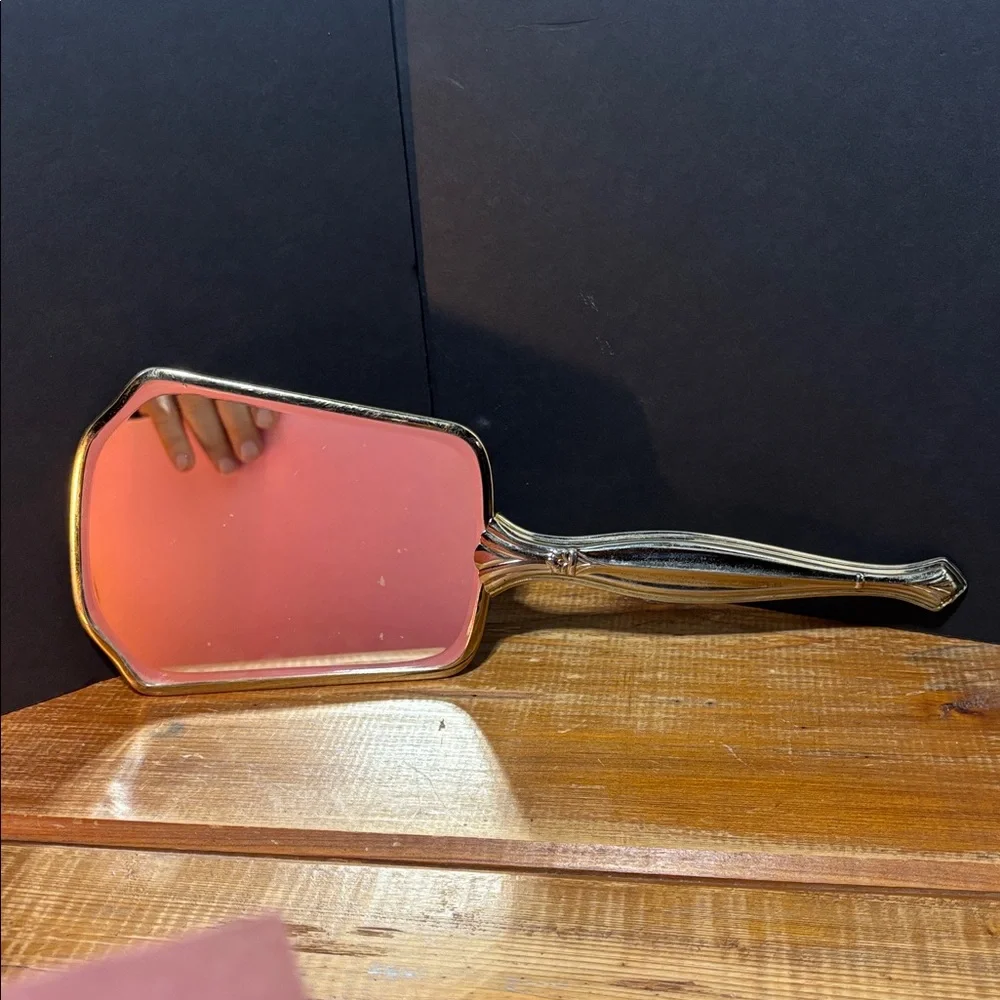 Rare Vintage Mid Century Modern Gold Tone Brass Vanity Mirror 1950's